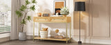 TREXM Entryway Table, Console Table with Two Drawers, Retro Hallway Table with Striking Geometric N715P227910N