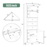 Black Triangle Tall Cabinet with 3 Drawers and Adjustable Shelves for Bathroom, Kitchen or Living N725P247409B
