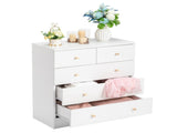 4-Tier 5-Drawer Bedside Table with Matte Gold Handles Particleboard with Textured Melamine Finish 97060618