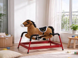 Spring Rocking Horse for Kids 3 Years, Plush Ride Horse with Neighing Sounds, Brown Animal Ride 65558702