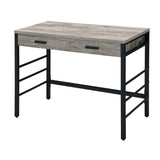 Light Weathered Oak and Black Writing Desk with 2 Drawers B062P184545