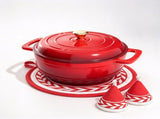 5-Quart Cast Iron Enamel Pot Includes Two Mitts and a 76704786
