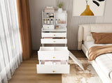 3-in-1 Dressing Table with LED Mirror & Stool - Compact Makeup Vanity with 4 Drawers, W2700P297923