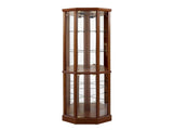 6 Shelf Lighted Corner Curio Cabinet with Adjustable Tempered Glass Shelves and Mirror Back, W1693P170906