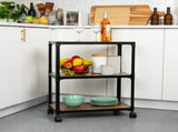 Multipurpose Rolling Cart with 3 Tiers, Mobile Office Storage Organizer, Metal, MDF, Brown 85217897