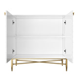 White Modern 2-Door Locker Accent Cabinet with Tapered Metal Feet T3609P333096
