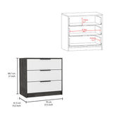 Kaia 3 Drawers Dresser, Superior Top -Smokey Oak / White B20092022