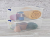 Extra-Large Latching Storage Bin, 105 Quart Clear Plastic Storage Container with Latch Lid, Blue, 4 09463225