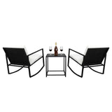 ZNTS Single 2pcs Coffee Table 1pc Exposed Rocking Chair Three-Piece Set Black 86452493