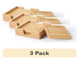 (3 pack)Natural Bamboo Coaster 4 Pack Set, 4.52 x 4.52 x 1.65 inch 44742923