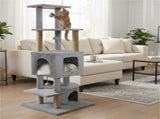64" Light Gray Cat Tower with Plush Perches & 3 Dangling Balls, Jute Scratching Posts & Anti-Tipping 52858921
