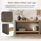 Mirod Vintage Industrial Console Table with Dovetail Joinery and Distressed Wood Veneer Finish N760P281375D