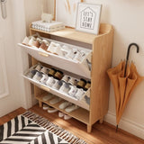 31.5 Inch Nordic Style Shoe Storage Cabinet with 2 Flip Drawers, Freestanding Organizer with Solid W3166P268391