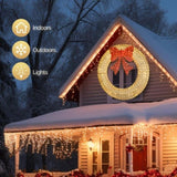 60in Pre-Lit Outdoor Christmas Wreath Decoration, LED Metal Holiday Decor for Home Exterior, Garden 49439263