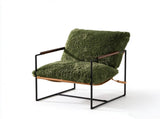 28 Inch Extra Wide Sling Accent Chair, Fully Disassembled, Rubber Wood Armrest, Metal Iron Frame, 63766309