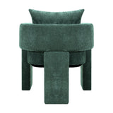 Modern 3-Leg Chenille Accent Chair with Ergonomic Arms & Removable Pillow, Plush Small Space W1716P280600