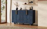 TREXM 54" Retro Buffet Cabinet with Storage, 4-Door Vintage Fluted Sideboard Cabinet with Adjustable N715P289209M
