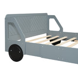 Full Size Car-Shaped Platform Bed with Wheels,Gray WF311753AAE
