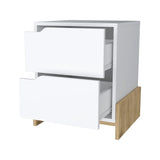 ZNTS Ralston 2-Drawer Nightstand in White and Macadamia B062111736