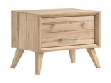 Classic Style Nightstand of 2x Drawers Natural Oak Finish Wooden Bedroom Furniture 1pc, Mid-Century B011P250503