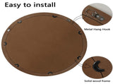 Round Decorative Wall Mirror with Woven Rattan-Textured Frame , Rustic Modern Accent Mirror W2295P547583