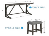 4-Piece Bar Table Set with Power Outlet, Dining Bar Table and Chairs Set,Bar Table Set with 3 Padded W1998P193825