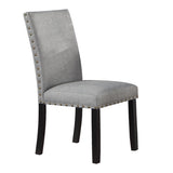 Grey Fabric Modern Set of 2 Dining Chairs Plush Cushion Side Chairs Nailheads Trim Wooden Chair B011119660