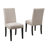 Biony Fabric Dining Chairs with Nailhead Trim, Set of 2, Tan T2574P164549