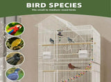 62" Rolling Metal Birdcage with Rolling Stand Castor Wheels, Large Parrot Cage with 3 Perches 38582389