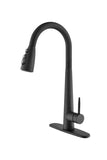 ZNTS Black Kitchen Faucets with Pull Down Sprayer, Kitchen Sink Faucet with Pull Out Sprayer, Fingerprint K-4012-MB