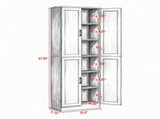 Freestanding 4-Door Kitchen Pantry Cabinet, Large Storage with Adjustable Shelves & Doors 03937826