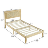 ZNTS Twin Size Solid Wood Platform Bed Frame with Headboard Natural 75180320