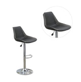 Dining Kitchen Adjustable Bar stool Chair Ebony Color Wax Polyurethane Leather Chrome Base Modern B011P151354