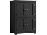 4-Door Vertical-Grain MDF Painted Bathroom Cabinet 23.62*11.81*43.31in Black 01139214