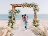 152*60*215cm Beautiful And Practical Flat-Topped Wooden Arch Garden Arch Dark Brown 50147536