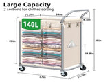 Laundry Hamper with Wheels,140L Rolling Laundry Hamper,2-Section Rolling Laundry Hamper with 47755168