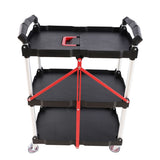 Folding service car with wheels, three-layer practical trolley, folding storage cart, suitable for W227P163437