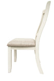 ZNTS White Classic 2pcs Dining Chairs Set Rubberwood Beige Fabric Cushion Seats Slats Backs Dining Room B011120833