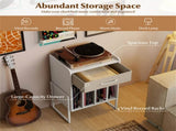 Multi-Purpose Record Player Stand with Drawer and Record Holder-White 79431499