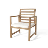 Outdoor Acacia Wood Club Chairs, 2-Pcs Set, Natural Stained / White, 25.5"D x 24.5"W x 33.0"H 56836.00
