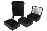 ZNTS 4-in-1 Draw-bar Style Interchangeable Aluminum Rolling Makeup Case-BLACK 44828530