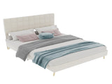 Modern Upholstered Bed Frame Premium Holland Velvet Fabric with Ergonomic Padding and Tufted W1935P362355