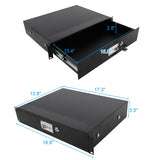 19" 2U Steel Plate DJ Drawer Equipment Cabinet with Keys Black 47048837