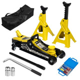 ZNTS Lifting Range 4.33"-14.17",2.25Ton Hydraulic Floor Jack,3 Ton Jack Stands,Tire Repair kit,Yellow,Low W2788P236547