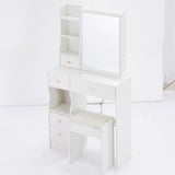 29.2" Small Size Left Drawer Desktop Vanity Table Cushioned Stool, Extra Large Right sliding W3258P291631