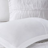 4 Piece Microfiber Reversible Ruffle Quilt Set with Throw Pillow White King/Cal King B03597435