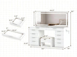 White Makeup Vanity Table with Touch Control 3-Color LED Lighted Mirror, Built-in Charging Station 2 59930352