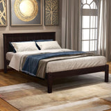 ZNTS Platform Bed Frame with Headboard, Wood Slat Support, No Box Spring Needed,Twin, Espresso 88909316