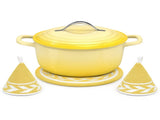 5QT Round Enameled Cast Iron Pot with Stainless Steel Handle Yellow Ombr 08213454