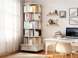 6 Tier Rotating Bookshelf, 360&deg Display Round Spinning Bookshelf with Wheels and Drawer, W3204P309485
